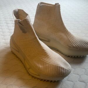 adidas Cream High-Top Knit Sneakers